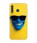 Infinix Smart 3 Plus blue figure with sunglasses yellow wall with blue face Custom Printed Back Cover Design