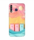 Infinix Smart 3 Plus dreamy paper cut out landscape with three colorful mailboxes whimsical sky pastel hues Custom Printed Back Cover Design