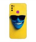 Infinix Smart 4 blue figure with sunglasses yellow wall with blue face Custom Printed Back Cover Design
