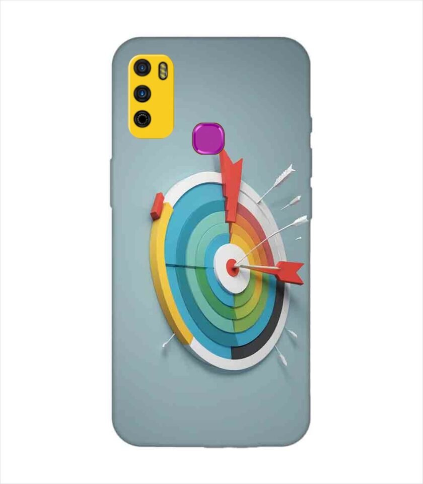 Infinix Smart 4 colorful clock with colorful arrow pointing right Custom Printed Back Cover Design