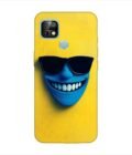Infinix Smart 5 Pro blue figure with sunglasses yellow wall with blue face Custom Printed Back Cover Design