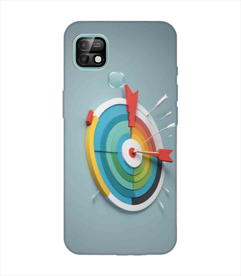 Infinix Smart 5 Pro colorful clock with colorful arrow pointing right Custom Printed Back Cover Design