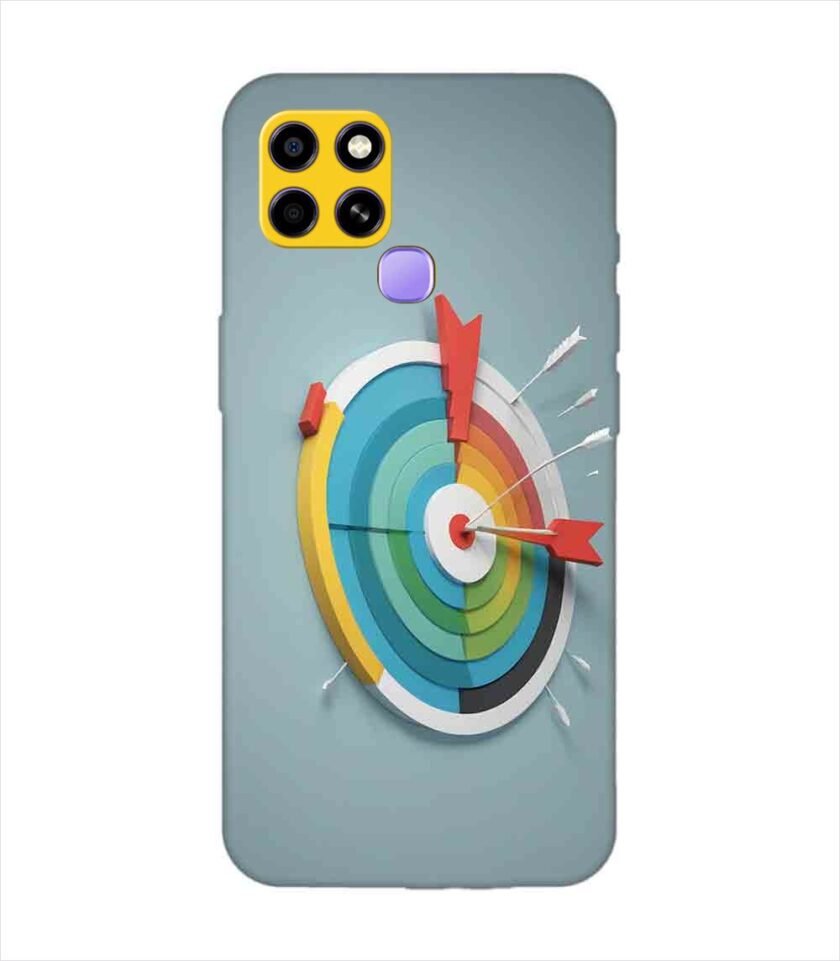 Infinix Smart 6 colorful clock with colorful arrow pointing right Custom Printed Back Cover Design