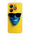 Infinix Smart 8 Hd blue figure with sunglasses yellow wall with blue face Custom Printed Back Cover Design