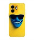 Infinix Smart 9 Hd blue figure with sunglasses yellow wall with blue face Custom Printed Back Cover Design