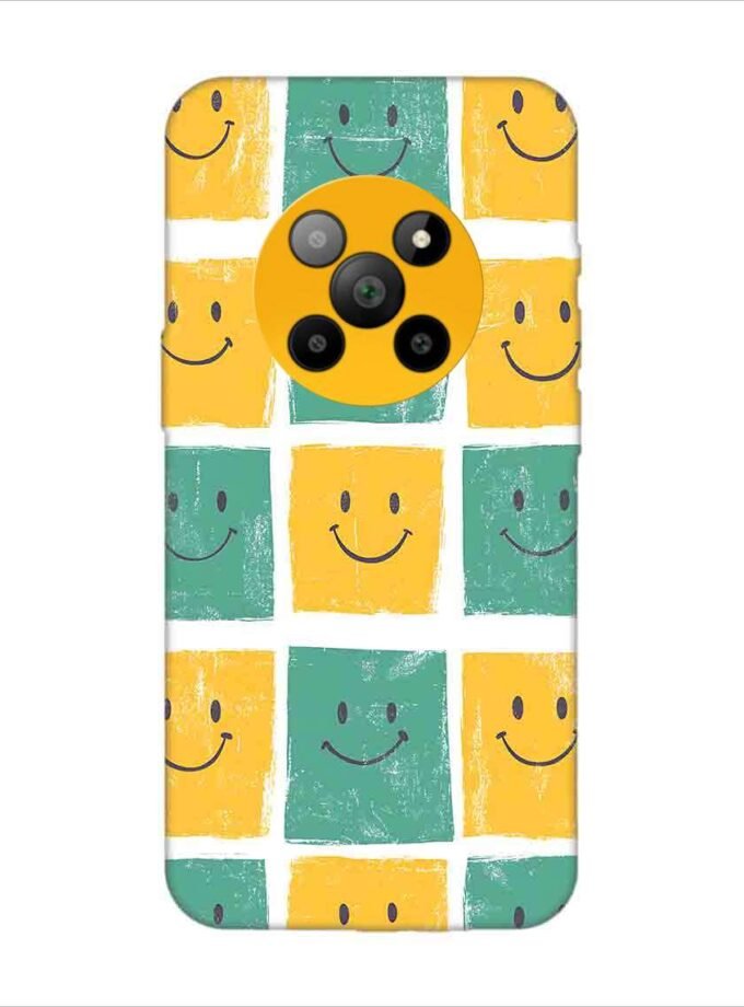 Printed Back Covers Lava Agni 2 5G close up pattern smiley faces white background