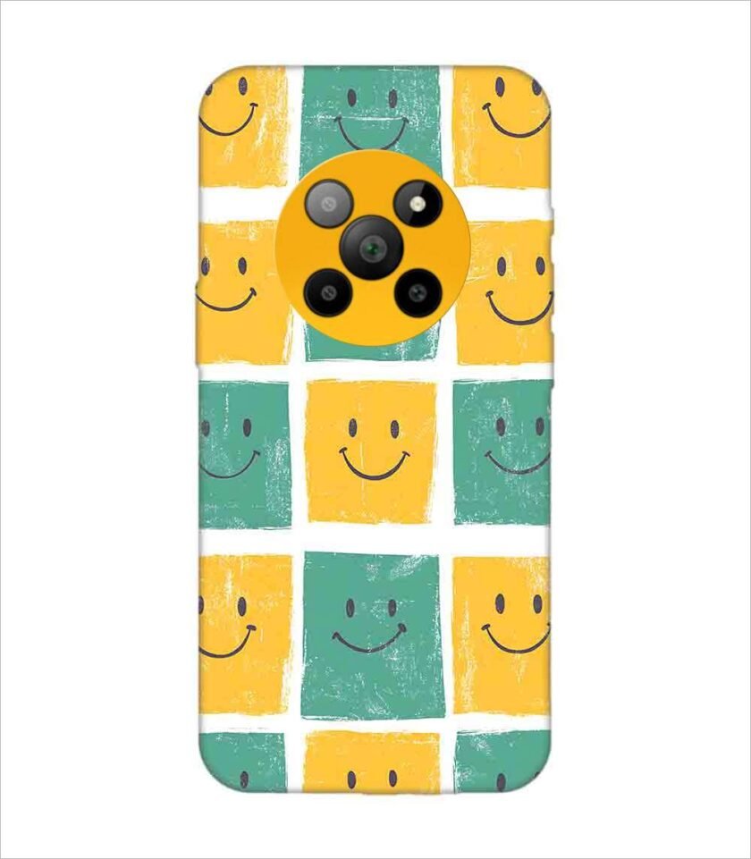 Printed Back Covers Lava Agni 2 5G close up pattern smiley faces white background
