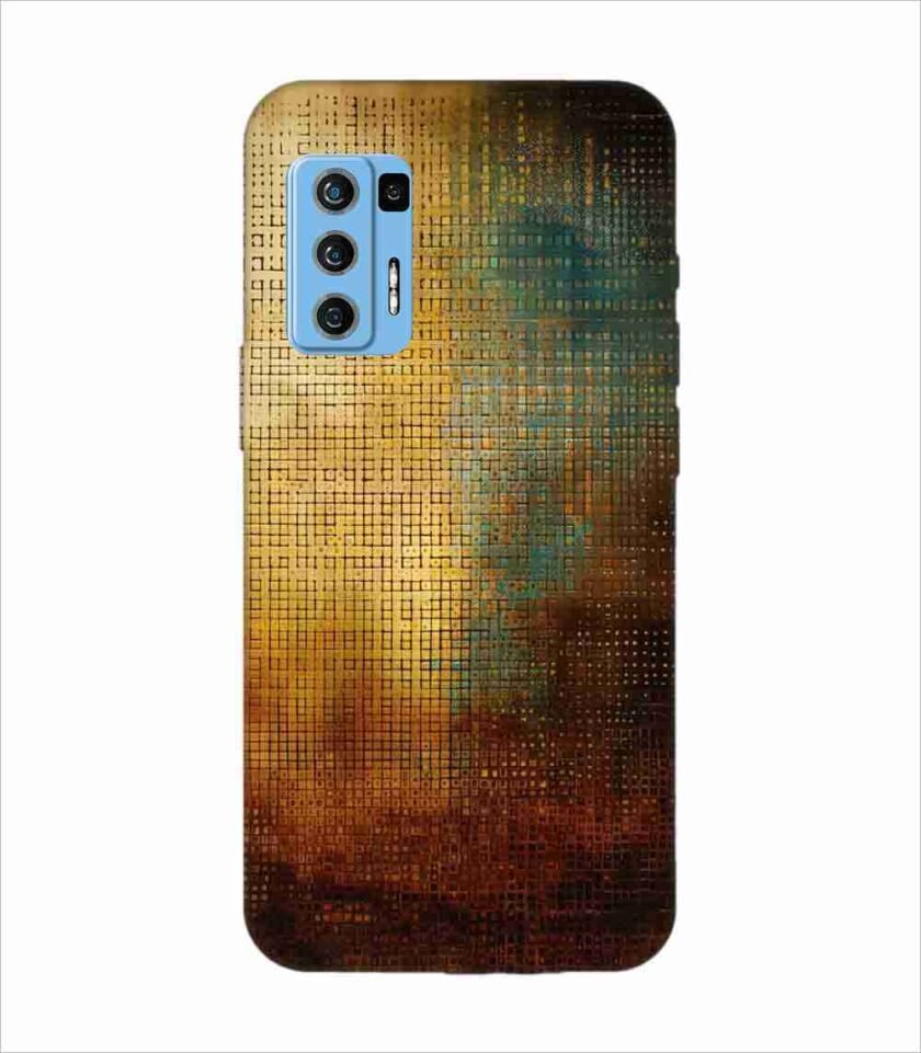 Lava Agni 5G close up painting golden blue background