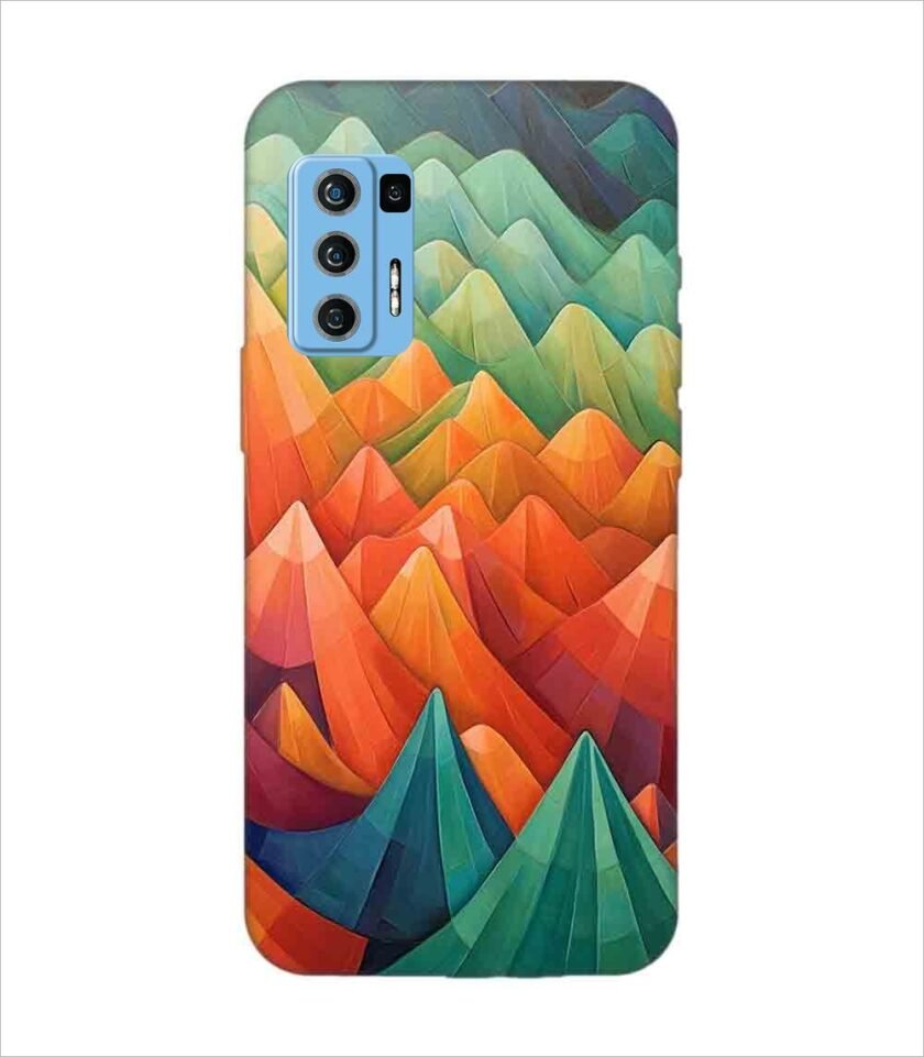 Lava Agni 5G close up painting mountain range with sky background