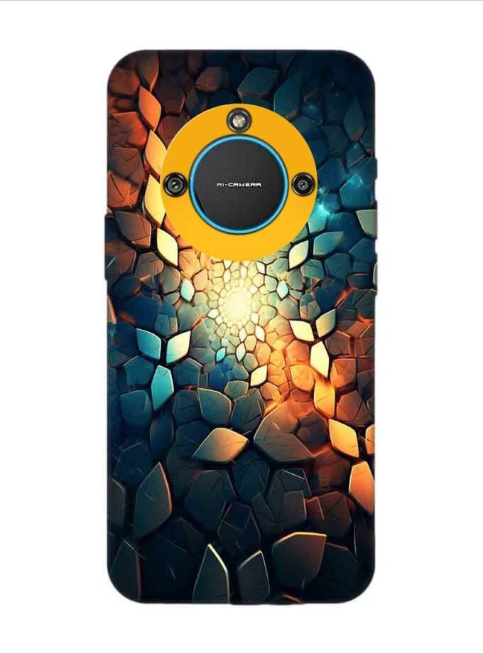 Printed Back Covers Lava Blaze 2 5G close up mosaic rocks stones with light shining through