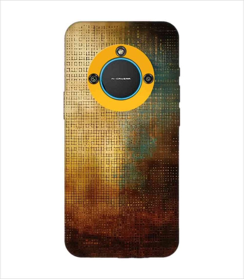 Printed Back Covers Lava Blaze 2 5G close up painting golden blue background