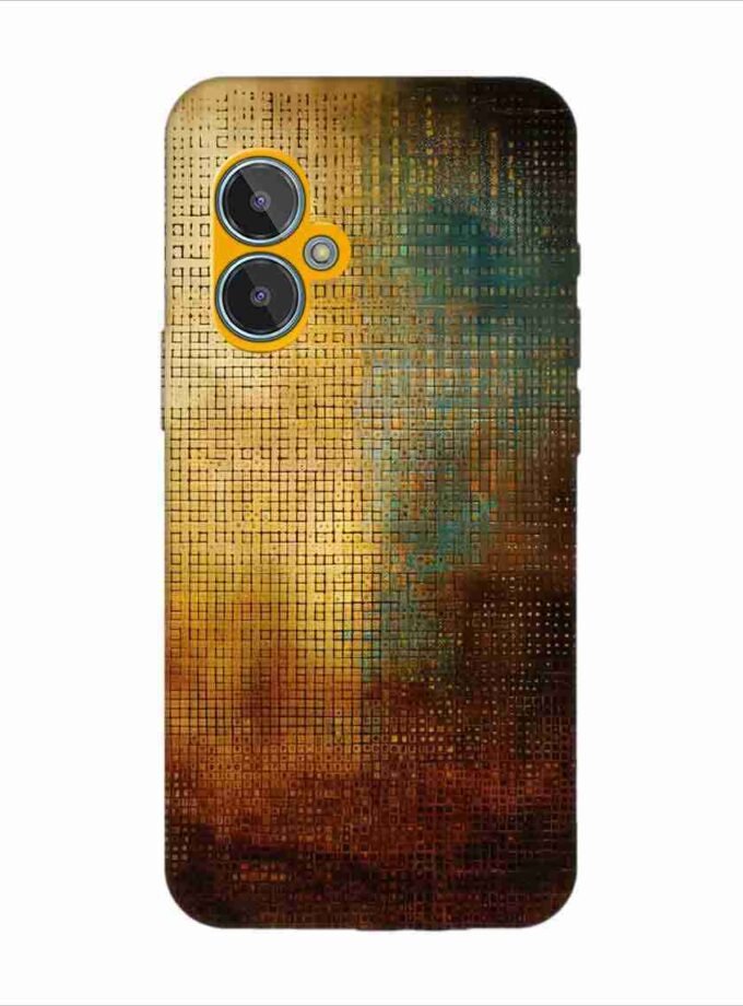 Printed Back Covers Lava Blaze 2 close up painting golden blue background