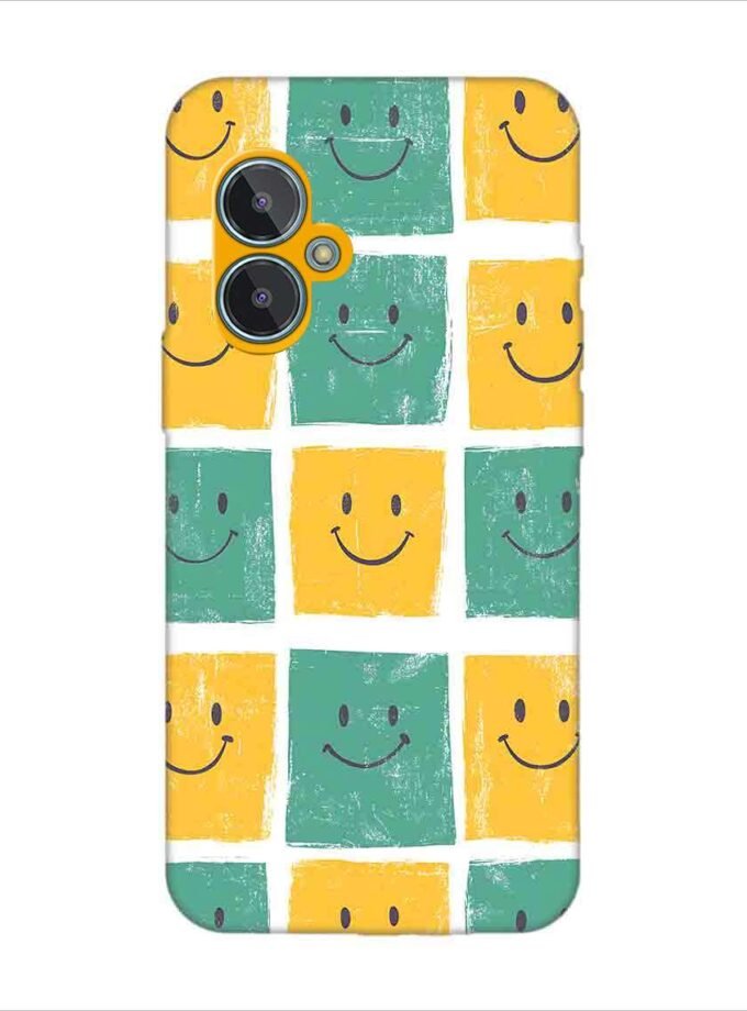 Printed Back Covers Lava Blaze 2 close up pattern smiley faces white background