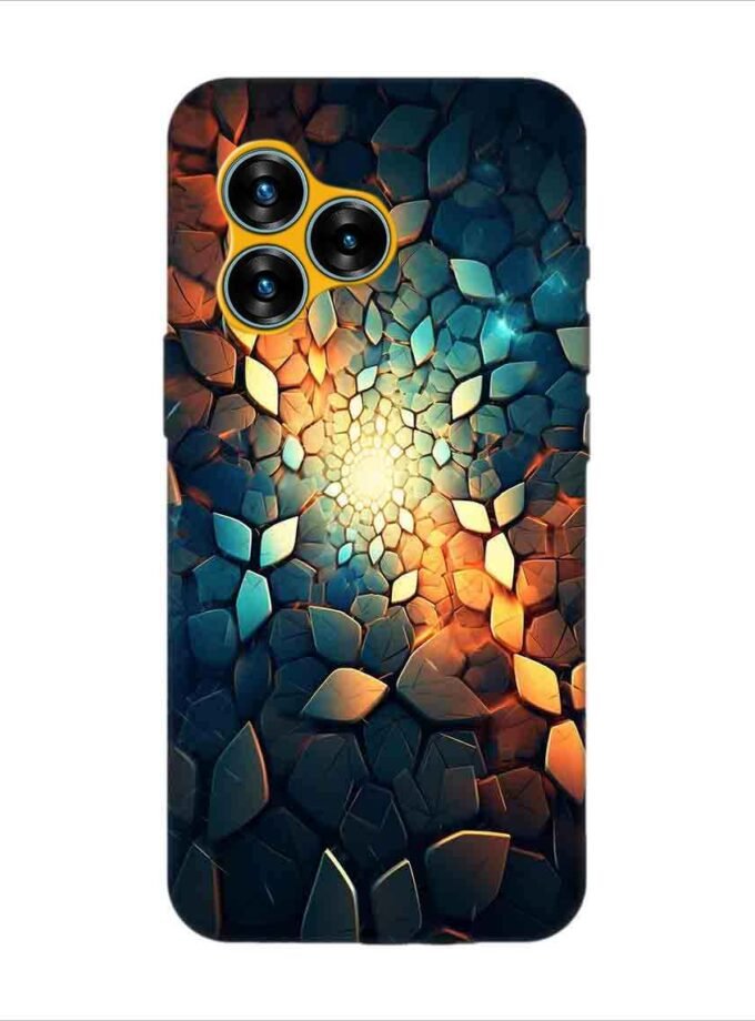 Printed Back Covers Lava Blaze Curve 5G close up mosaic rocks stones with light shining through