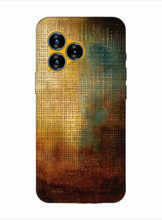 Printed Back Covers Lava Blaze Curve 5G close up painting golden blue background