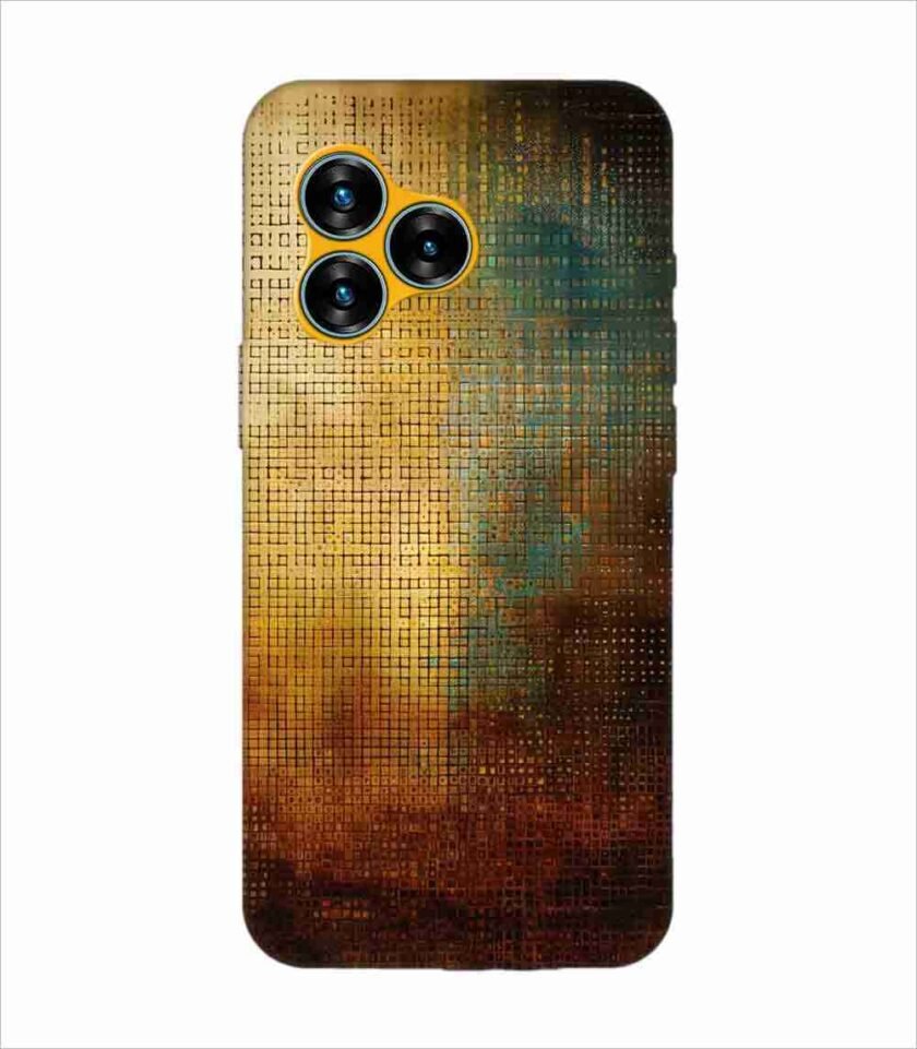 Printed Back Covers Lava Blaze Curve 5G close up painting golden blue background