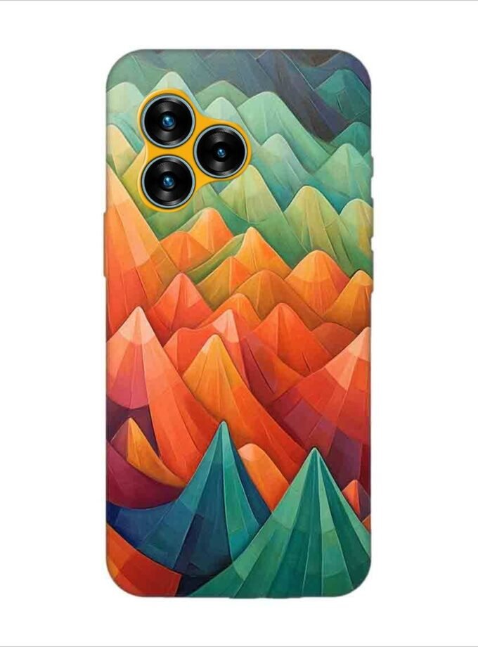 Printed Back Covers Lava Blaze Curve 5G close up painting mountain range with sky background