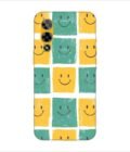 Printed Back Covers Lava Storm 5G close up pattern smiley faces white background