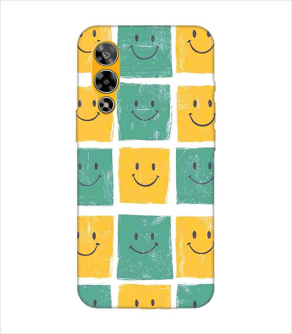 Printed Back Covers Lava Storm 5G close up pattern smiley faces white background