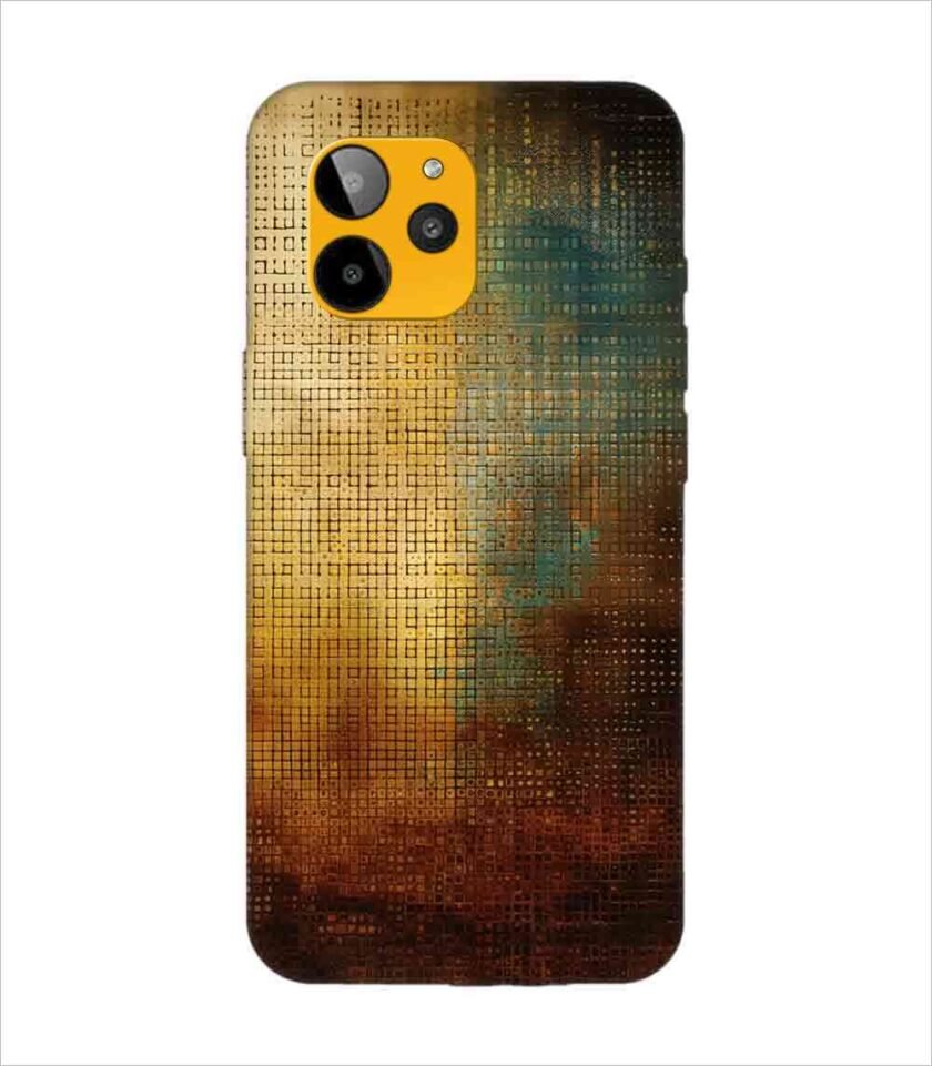 Printed Back Covers Lava Yuva 2 Pro close up painting golden blue background