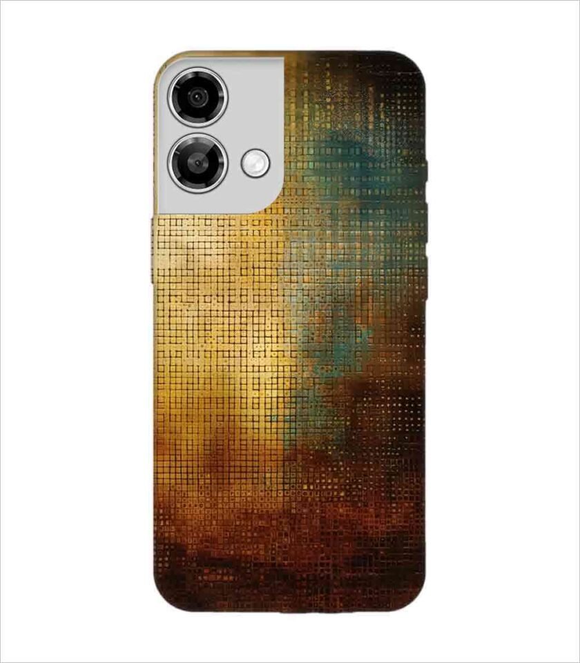Printed Back Covers Lava Yuva 3 Pro close up painting golden blue background