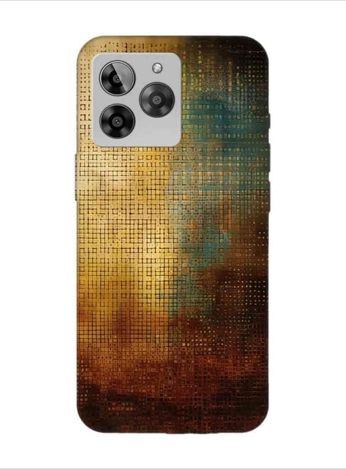 Printed Back Covers Lava Yuva 3 close up painting golden blue background