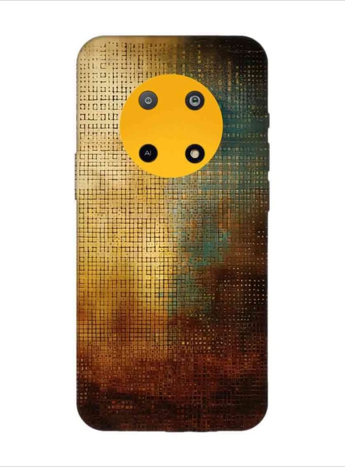 Printed Back Covers Lava Yuva 5G close up painting golden blue background