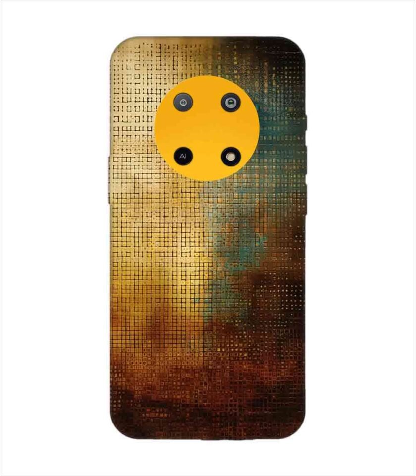 Printed Back Covers Lava Yuva 5G close up painting golden blue background