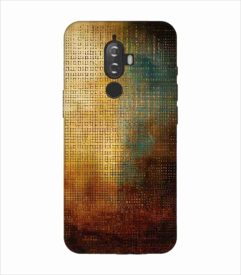 Printed Back Covers Lenovo K8 Plus close up painting golden blue background