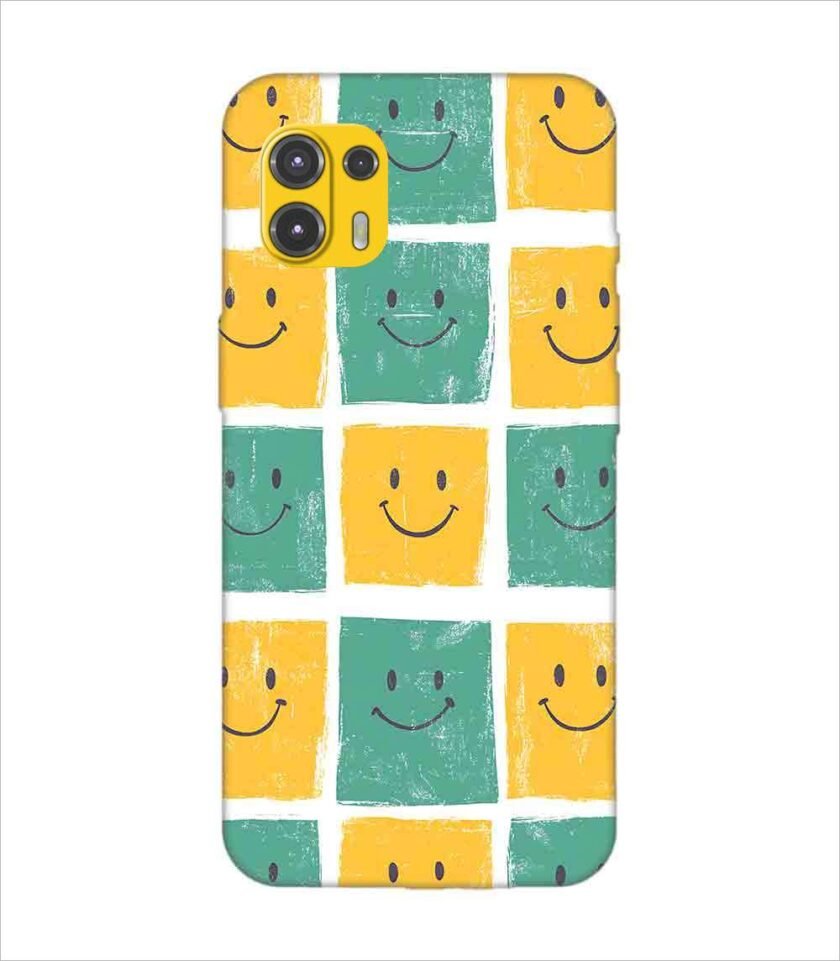 Motorola Edge 20 Fusion close up pattern smiley faces white background
