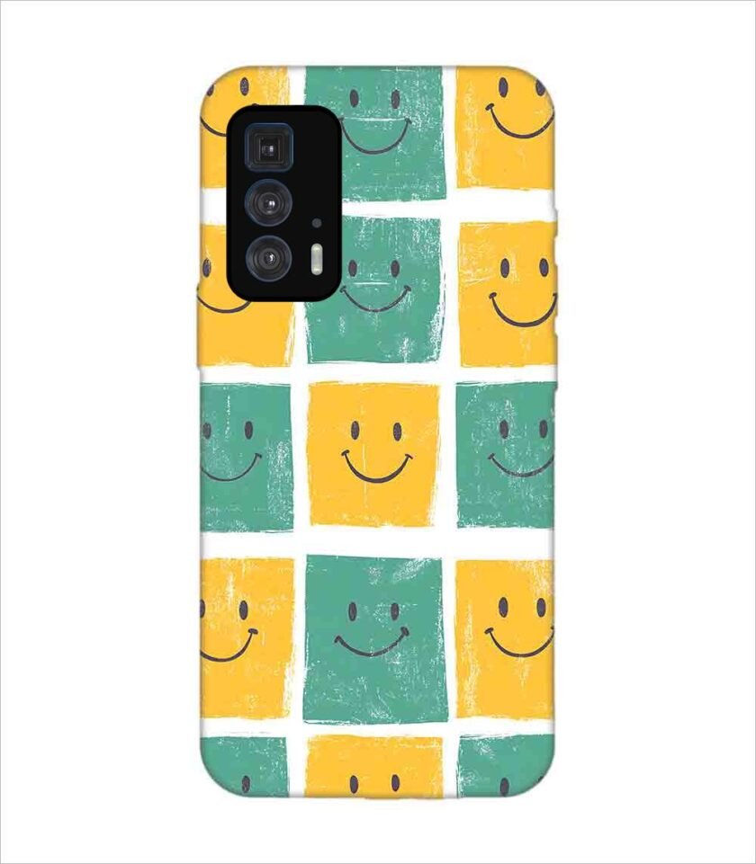 Motorola Edge 20 Pro close up pattern smiley faces white background