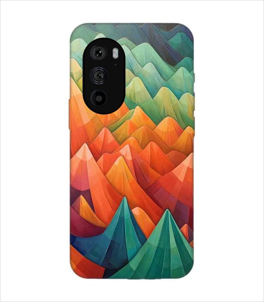 Printed Back Covers Motorola Edge 30 Pro close up painting mountain range with sky background