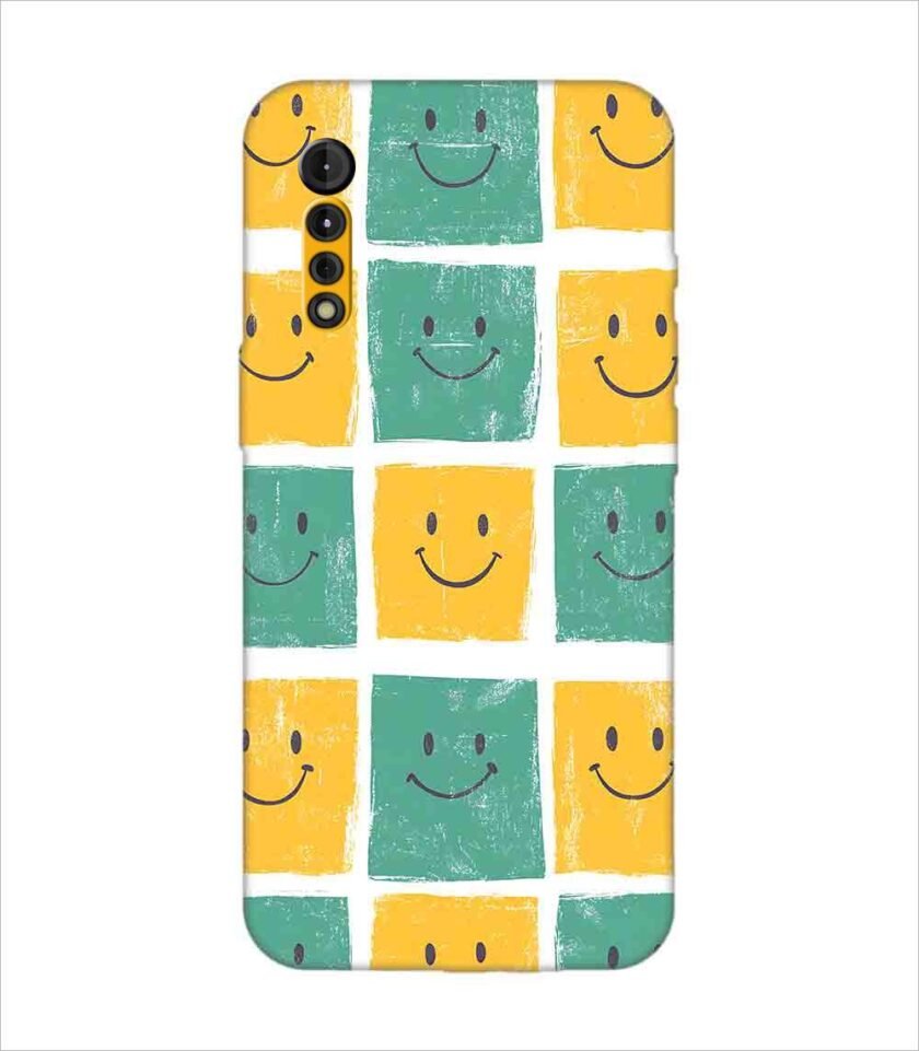 Printed Back Covers Motorola G8 Power Lite close up pattern smiley faces white background