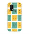 Printed Back Covers Motorola Moto E40 close up pattern smiley faces white background