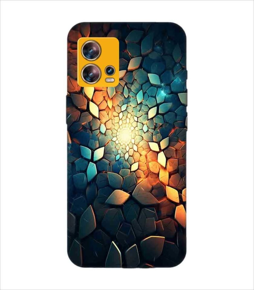 Printed Back Covers Motorola Moto Edge 30 Fusion close up mosaic rocks stones with light shining through