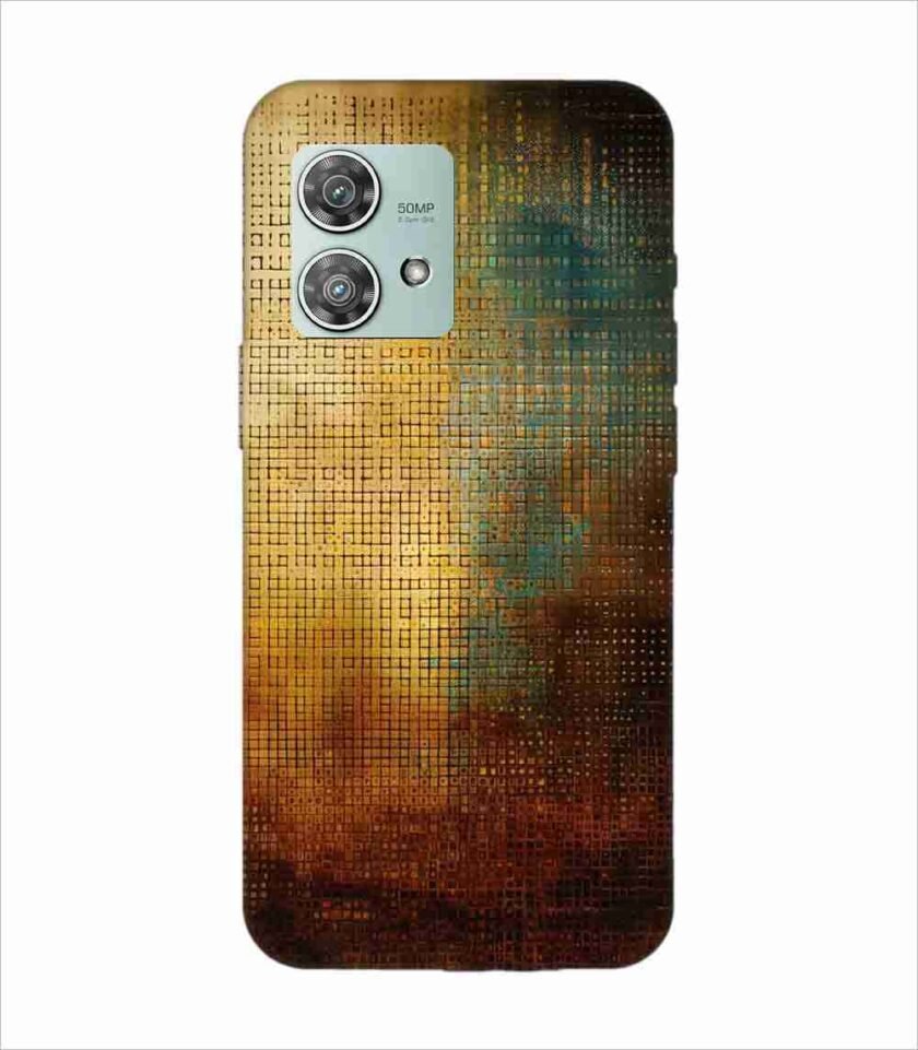 Printed Back Covers Motorola Moto Edge 40 Neo close up painting golden blue background