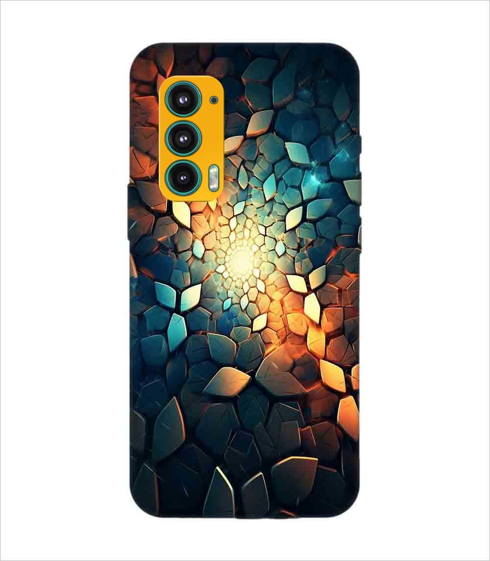 Printed Back Covers Motorola Moto Edge 5 close up mosaic rocks stones with light shining through