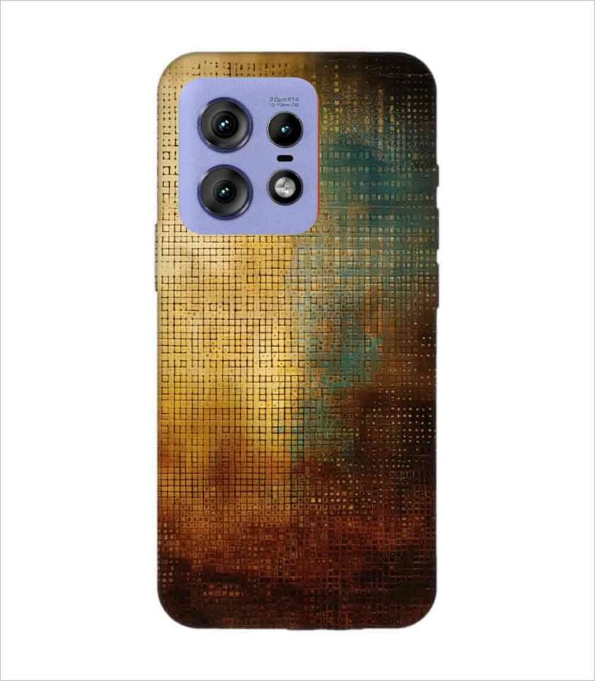 Printed Back Covers Motorola Moto Edge 50 Pro 5G close up painting golden blue background
