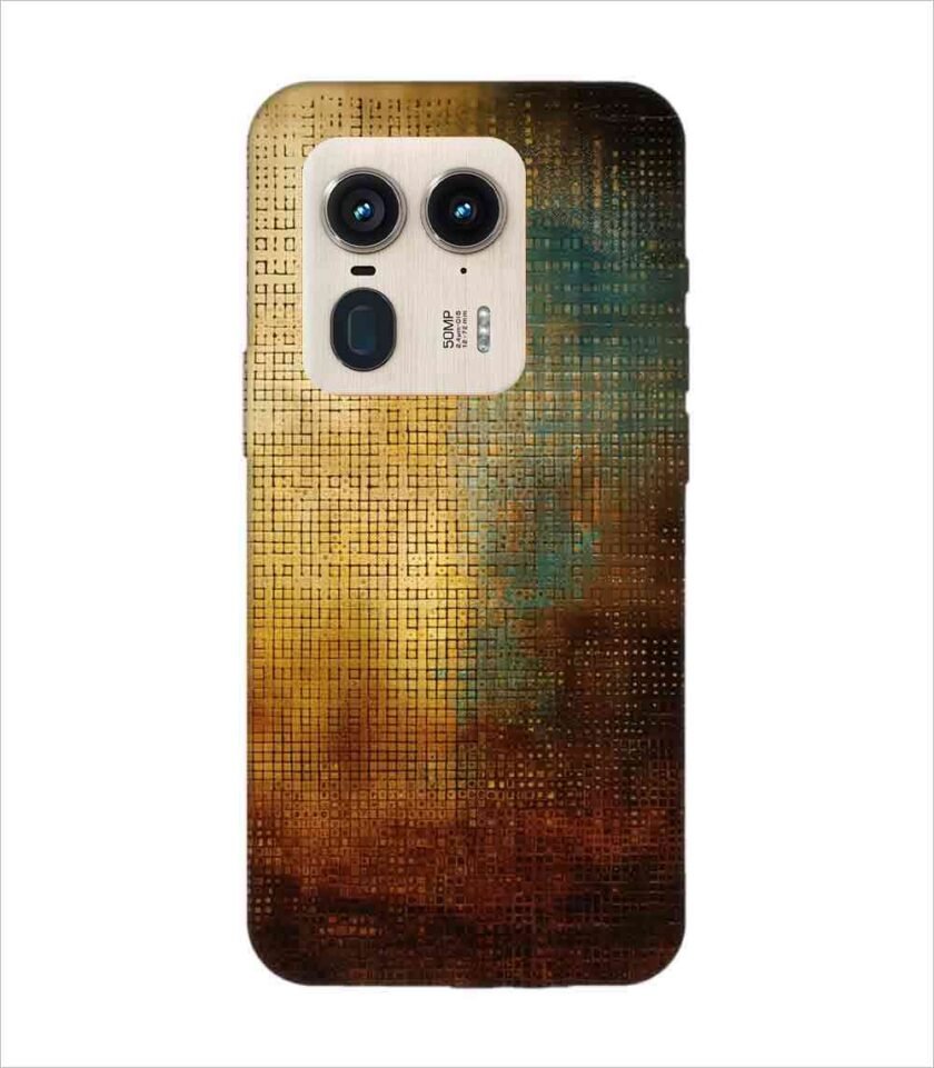 Printed Back Covers Motorola Moto Edge 50 Ultra 5G close up painting golden blue background