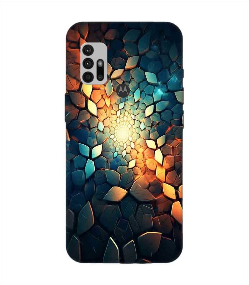 Printed Back Covers Motorola Moto G10 Power close up mosaic rocks stones with light shining through