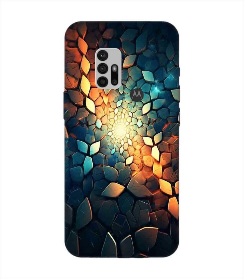 Printed Back Covers Motorola Moto G10 close up mosaic rocks stones with light shining through