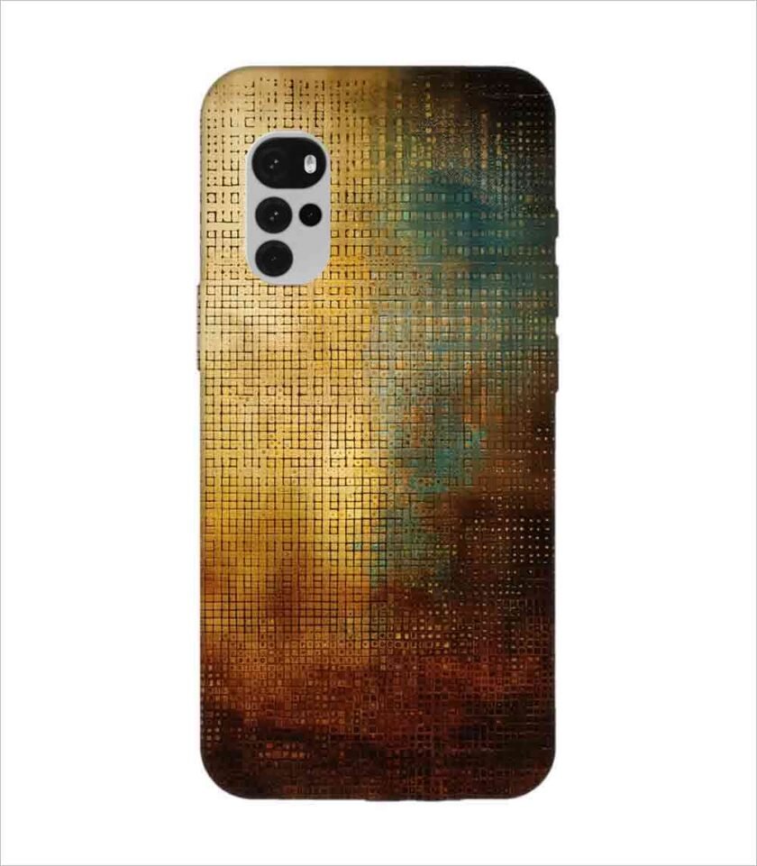 Printed Back Covers Motorola Moto G22 close up painting golden blue background