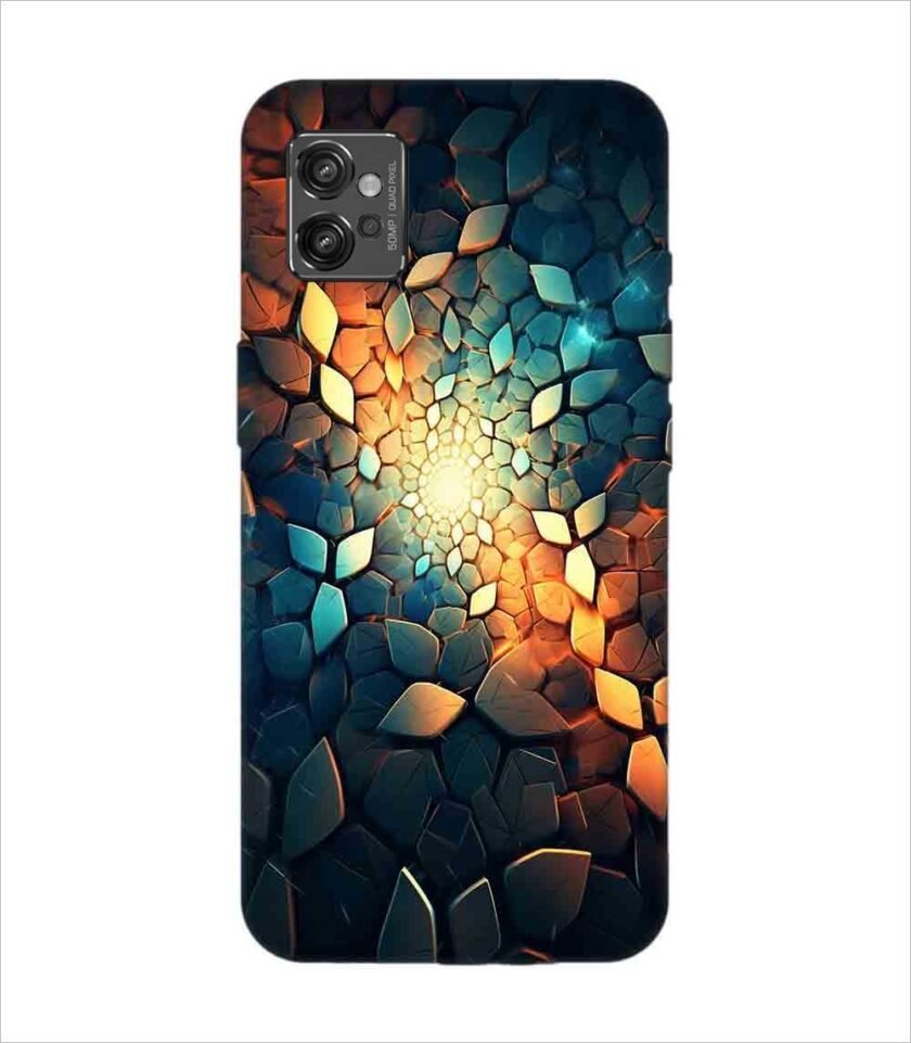 Printed Back Covers Motorola Moto G32 close up mosaic rocks stones with light shining through