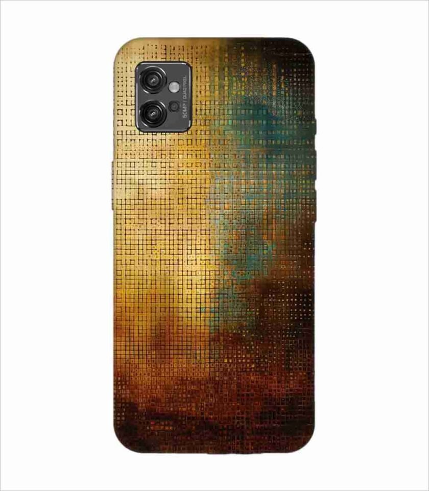 Printed Back Covers Motorola Moto G32 close up painting golden blue background