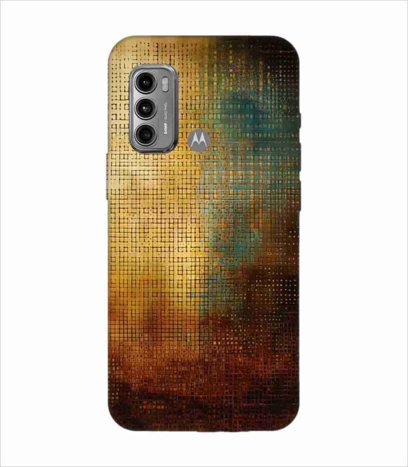 Motorola Moto G40 Fusion close up painting golden blue background