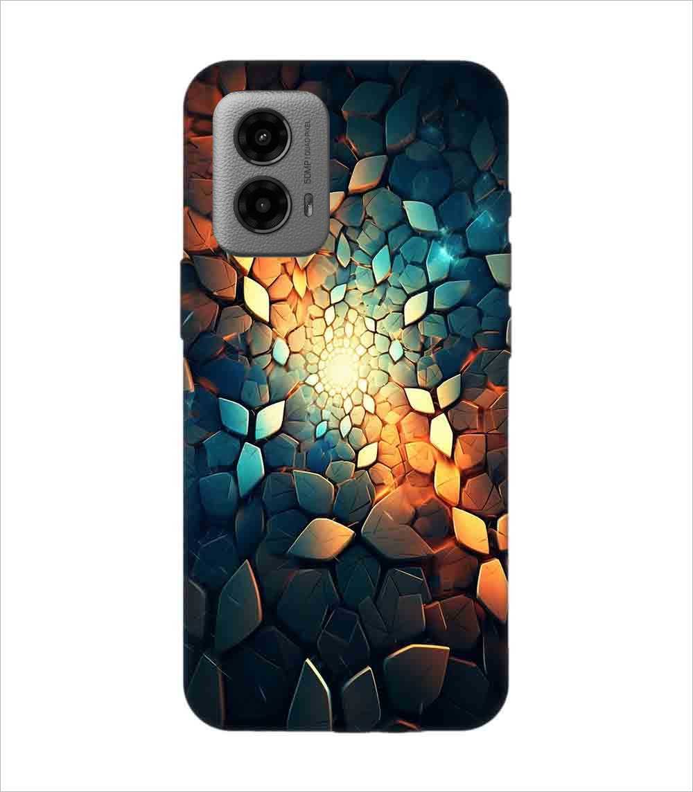 Printed Back Covers Motorola Moto G45 5G close up mosaic rocks stones with light shining through
