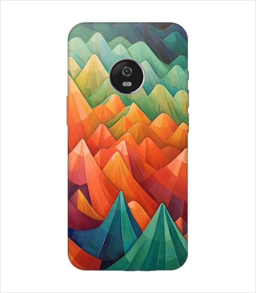 Motorola Moto G5 close up painting mountain range with sky background