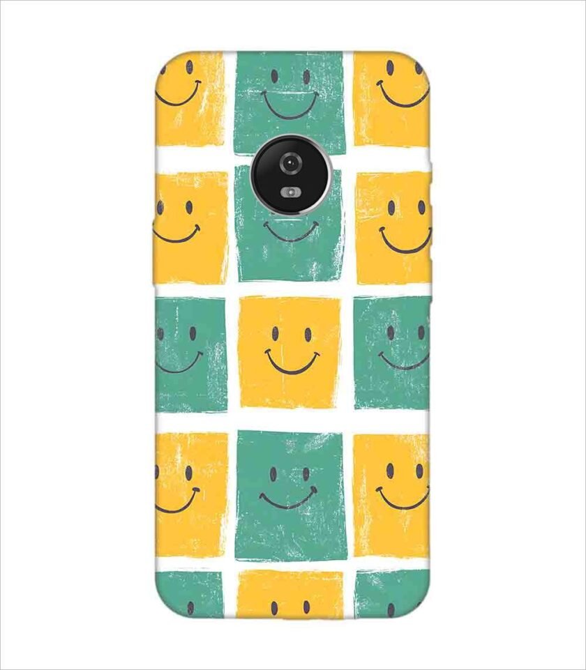 Motorola Moto G5 close up pattern smiley faces white background