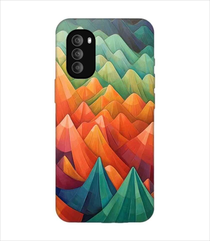 Printed Back Covers Motorola Moto G51 5G close up painting mountain range with sky background
