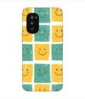 Printed Back Covers Motorola Moto G52 close up pattern smiley faces white background